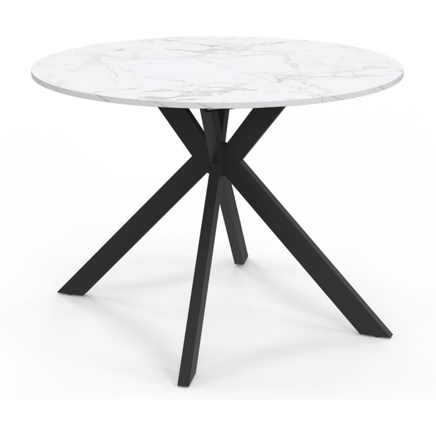 Table repas Spider plateau extensible 110-200cm rond effet marbre et pieds noirs