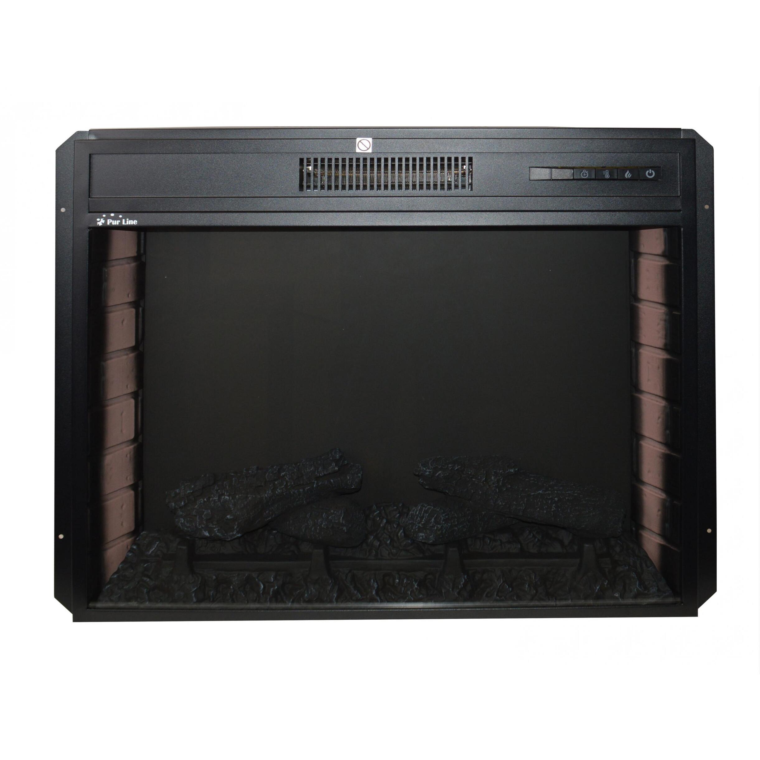 Chimenea eléctrica 2kW en cristal templado plano con mando a distancia y llama regulable CHE-630R PURLINE