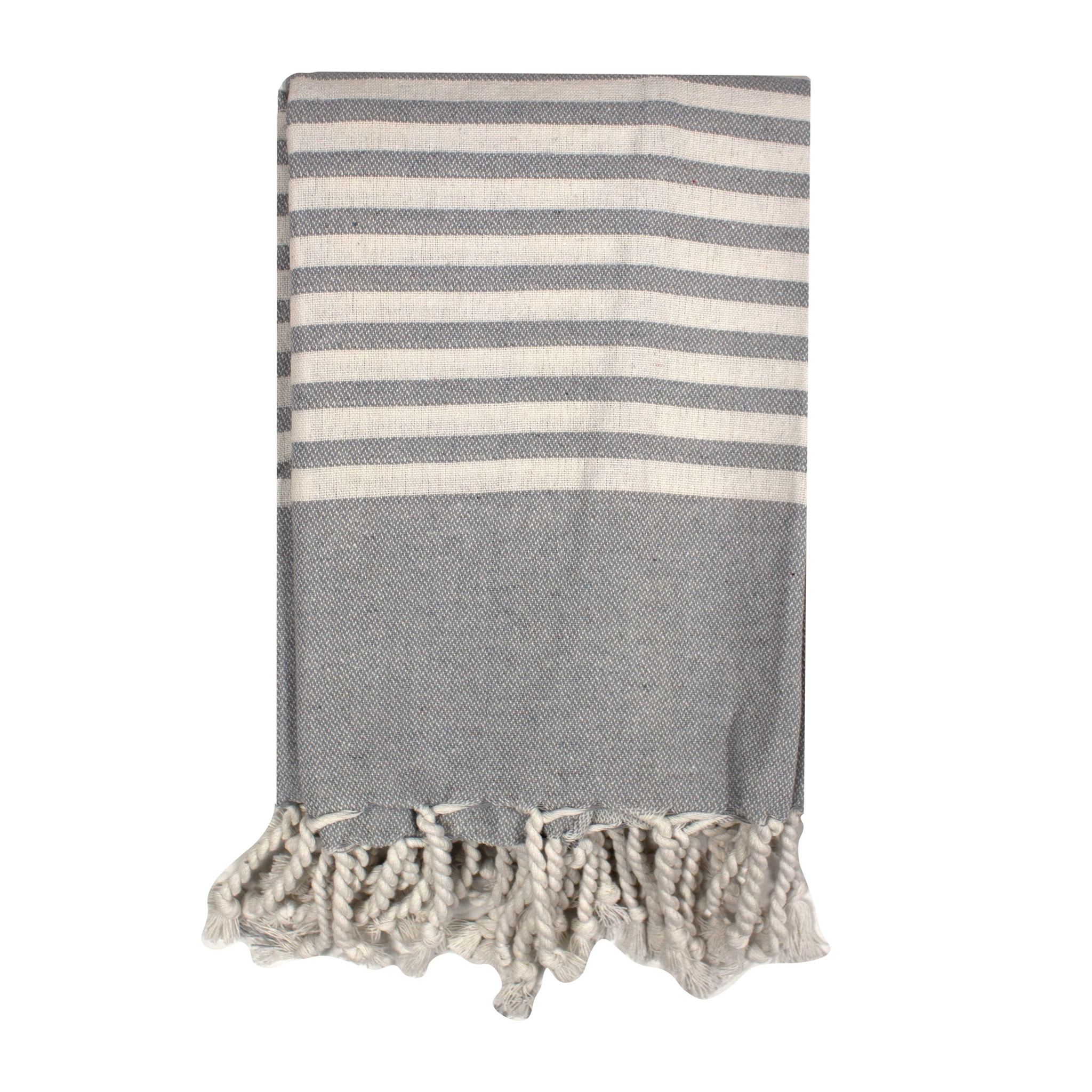 TELO MARE FOUTà CON FRANGE E CON BORSA COLOR GRIGIO