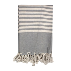 TELO MARE FOUTà CON FRANGE E CON BORSA COLOR GRIGIO