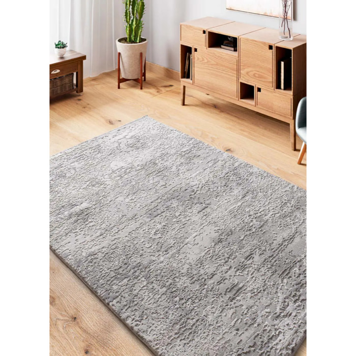 ORIS Alfombra abstracta con relieve gris, varias medidas disponibles.