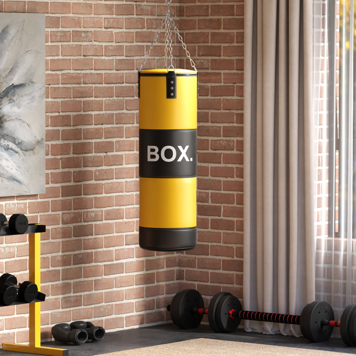 Saco de Boxeo sin Relleno Saco de Boxeo para Adultos con Guantes de Boxeo Gancho y Muñequeras Tobilleras para Entrenamiento MMA Muay Thai Amarillo