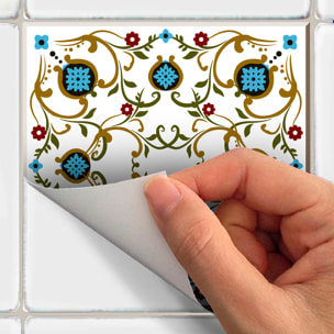 Stickers muraux - Sticker Mural Carrelage adhésif Cuisine Salle de Bain - 16 STICKERS CARRELAGES AZULEJOS STYLE DESIGN COLORÉ