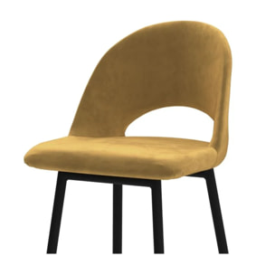 Lot de 2 chaises pour îlot central 65 cm en velours jaune - Pénélope