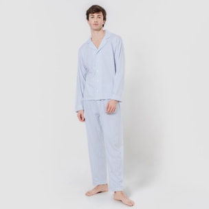 Pigiama lungo stile camicia in cotone azzurro chiaro ferdinand