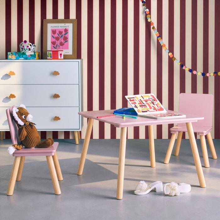 Table carrée enfant bois de pin 2 assises JUDITH