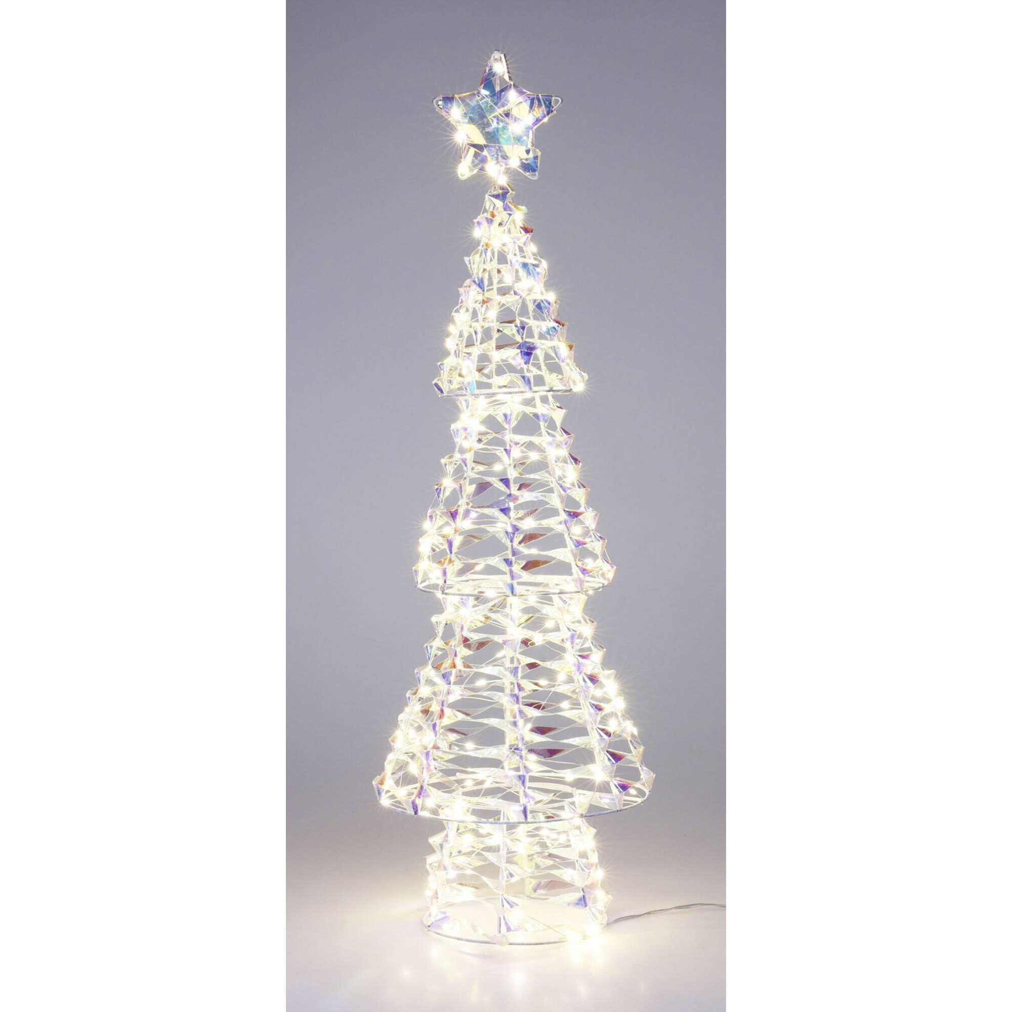 árbol metalico decorativo con 200 micor led de diseño retorcido 22x22x70cm