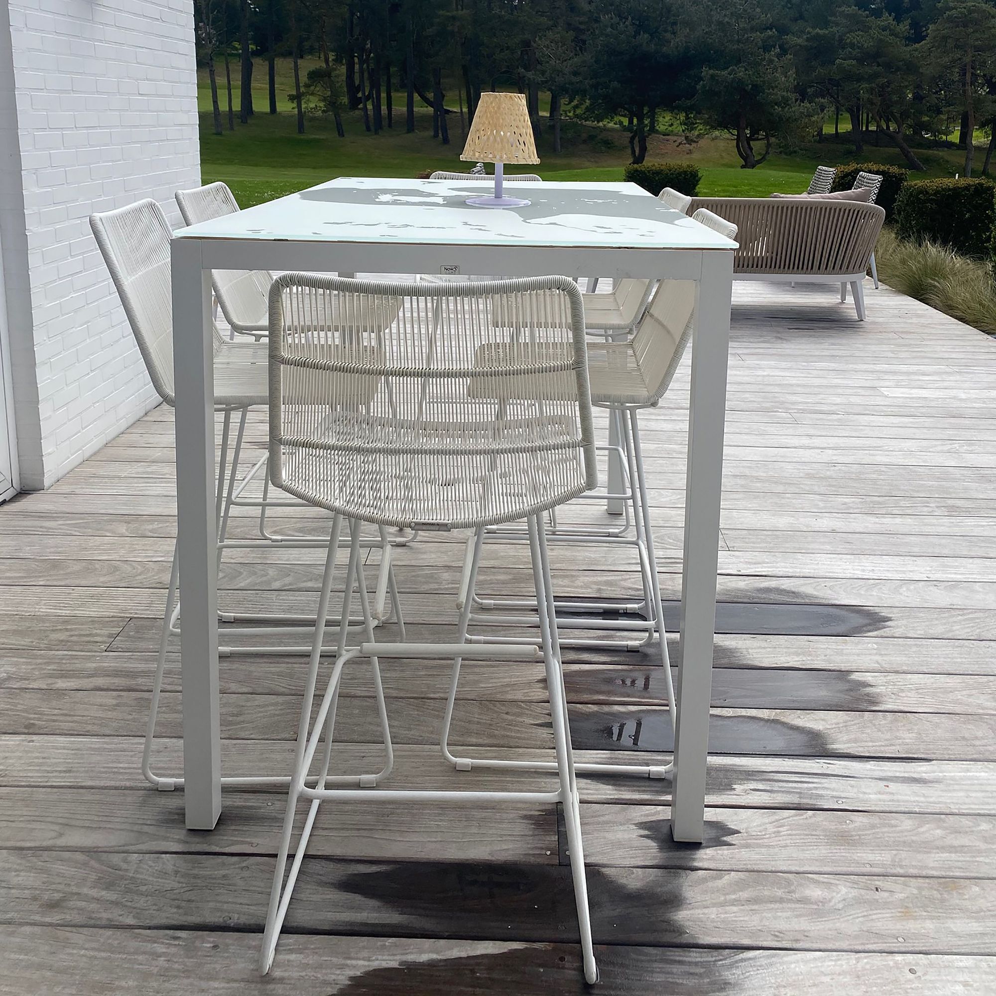 CHAISE DE BAR BLANC OUTDOOR CON DAO 50.5X54X106.5CM