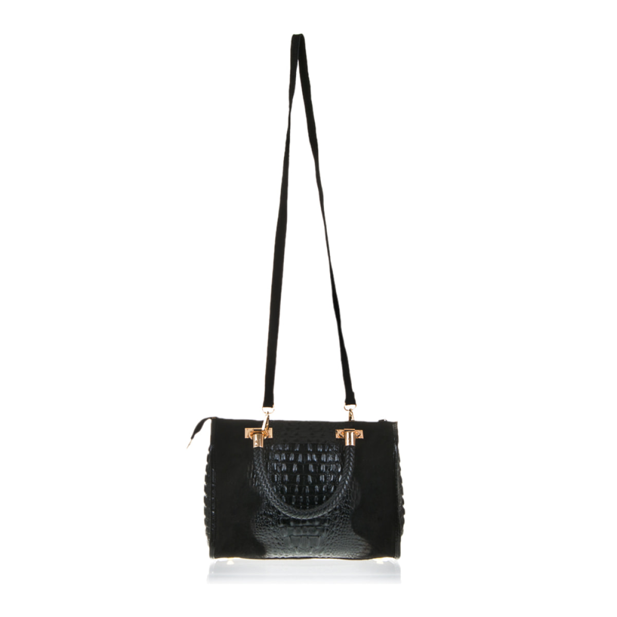 Anacapri Bolso tote Mujer.Piel auténtica Gamuza Grabado Cocodrilo