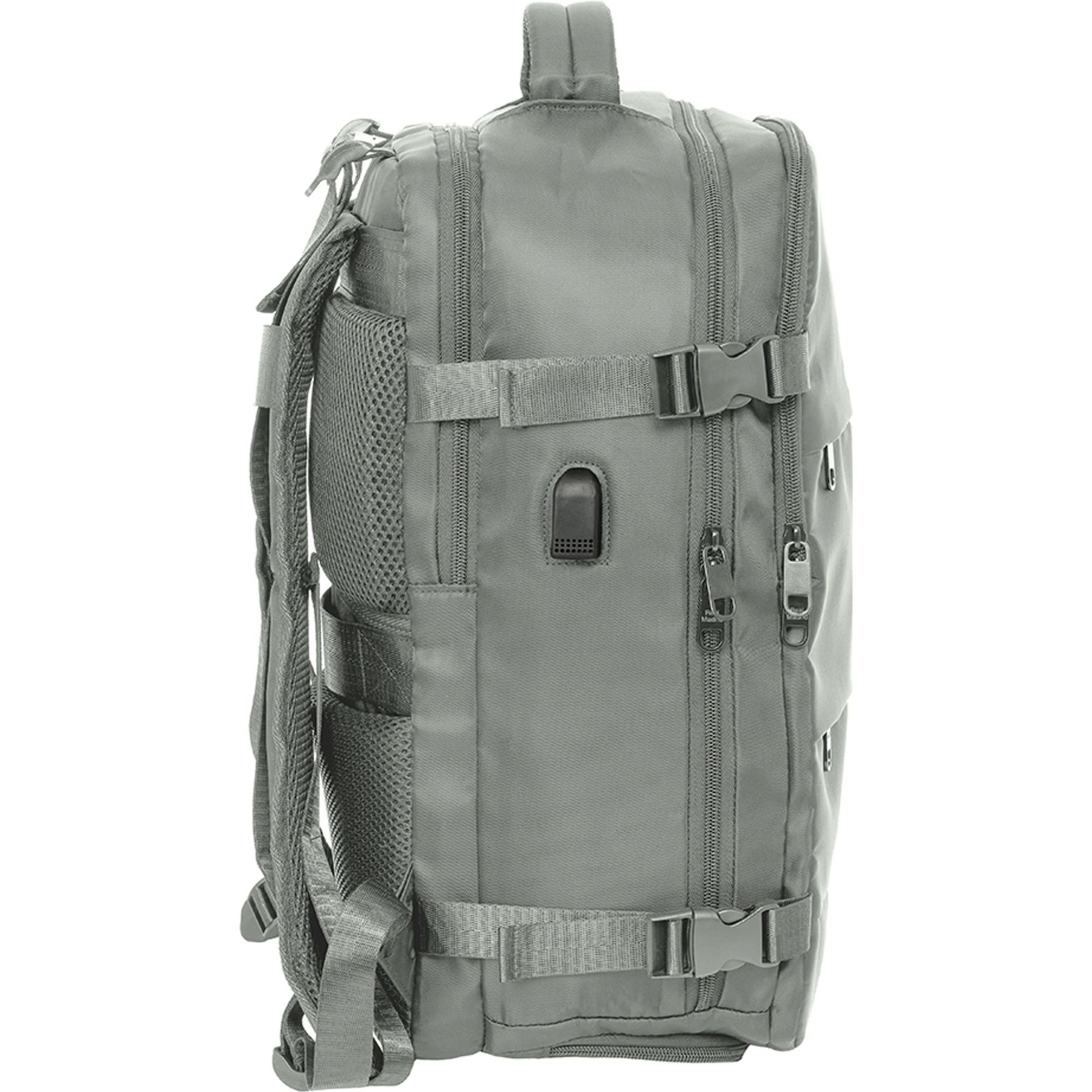 Mochila viaje cabina portatil 15,6 real madrid gris