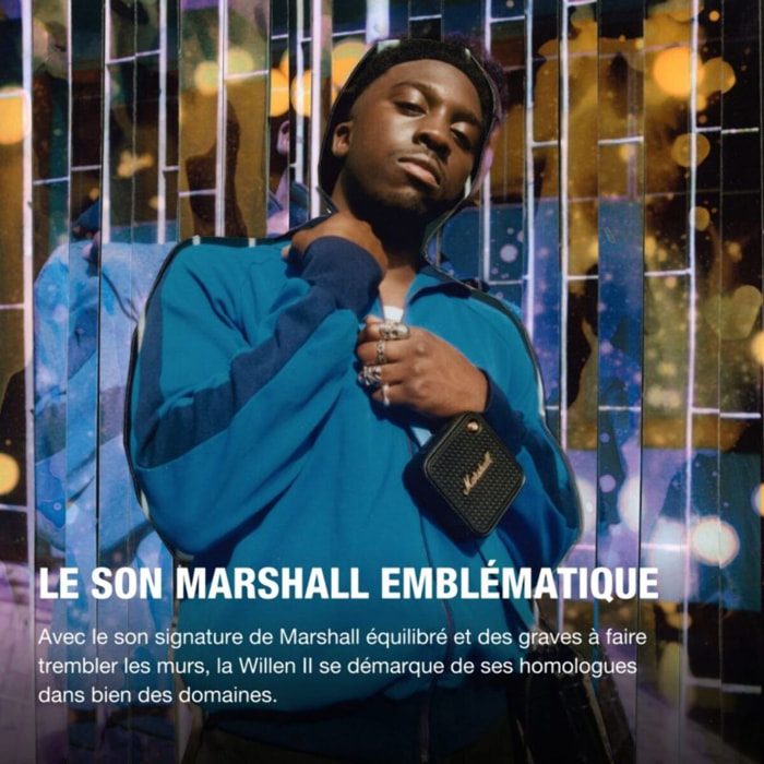 Enceinte portable MARSHALL Willen II Black & Brass - Bluetooth, étanche, autonomie 17h