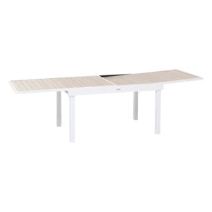 Table de jardin extensible "Piazza" lin & blanc 10 places en aluminium traité en epoxy