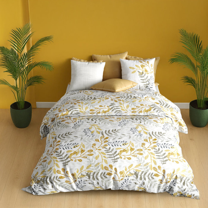 Parure housse de couette 3pcs avec taies oreiller 100% coton 57fils eloa