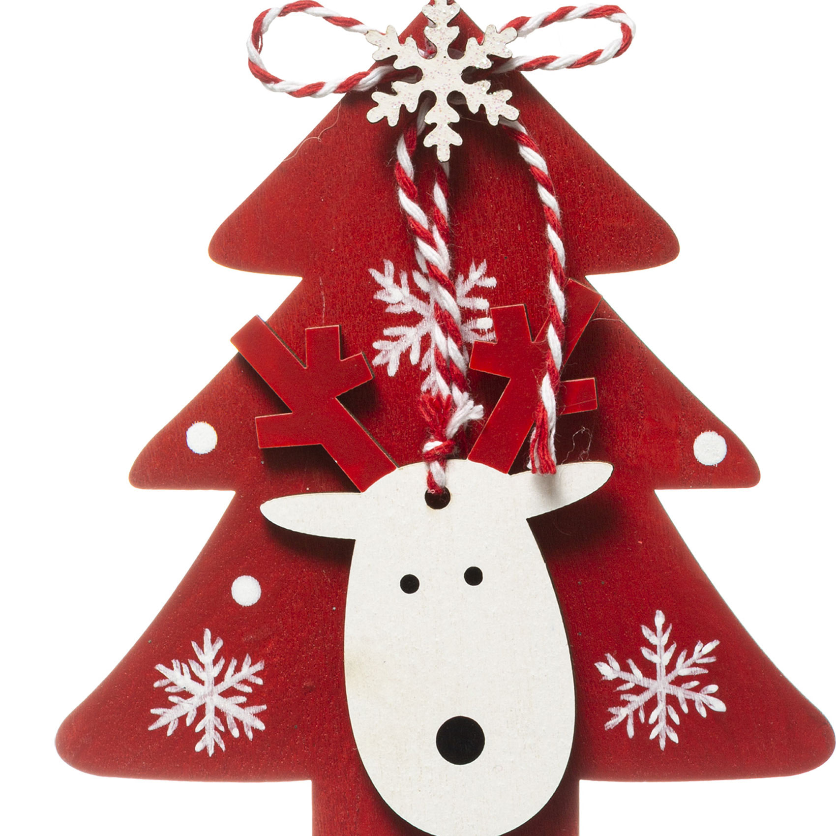 Suspension en bois sapin et renne - Rouge