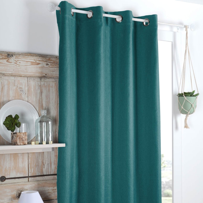 Rideau occultant et isolant doublé de polaire - Bleu Canard