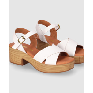 Sandalias de Piel - Blanco - Tacón: 5 cm