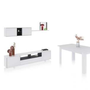 Pack salón con mesa de comedor Kenzo Plus VA Blanco Brillo - Gris Antracita