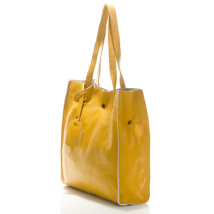 Borse Donna colore Giallo-in pelle Made in Italy 34x28x12cm