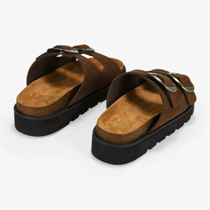 Sandalias de piel marrones con doble hebilla