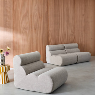 Lot de 3 chauffeuses bouclette texturée beige 1 place - L 81 x P 99 x H 75cm - Nova