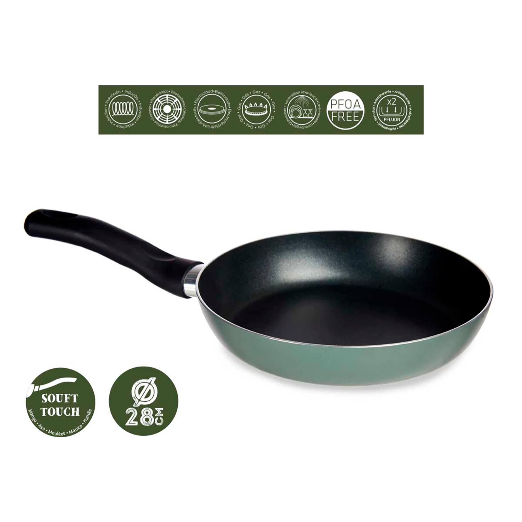 SARTEN ALUMINIO PRENSADO 28CM VERDE