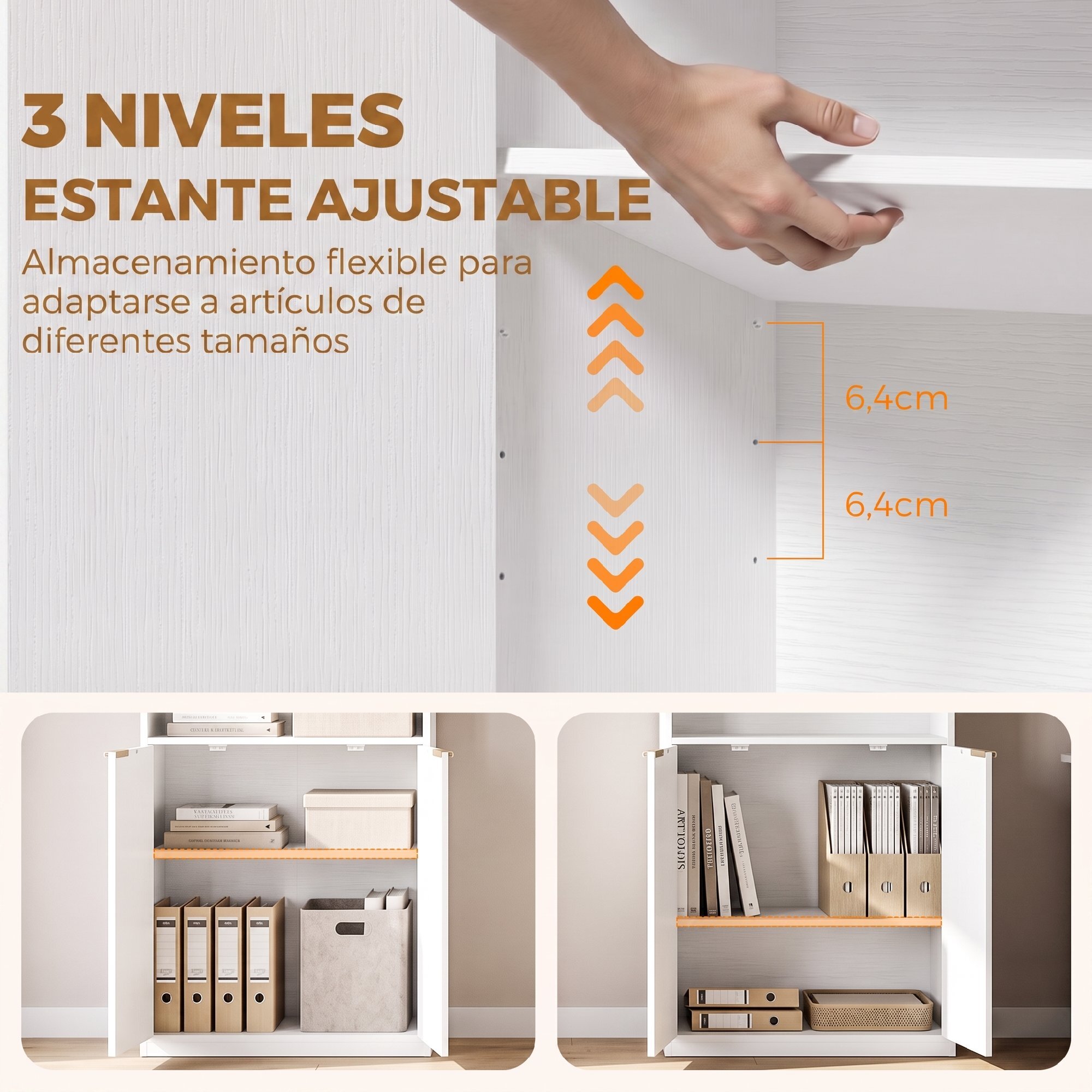 Estantería para Libros Alta y Estrecha, Librería de 6 Niveles con 4 Compartimentos Abiertos, Estante Ajustable, Cierres Magnéticos, Armario para Salón, Estudio, Oficina, 60x24x182 cm, Blanco
