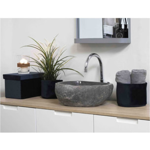 Lavabo in pietra di fiume Donau — effetto naturale 35x40x15 cm