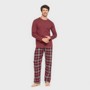 Pigiama uomo in flanella cuadro sauron bordeaux