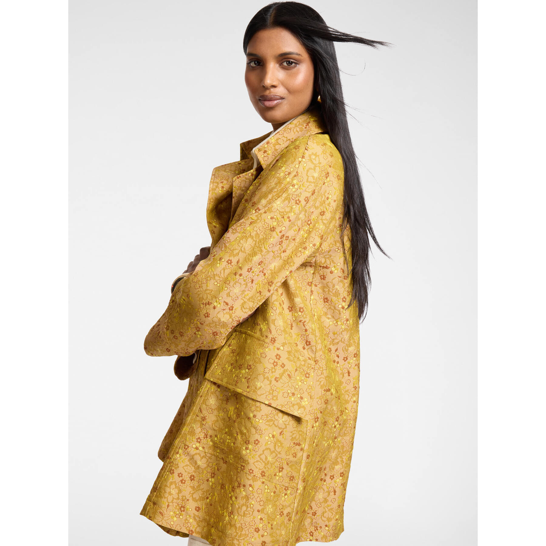 Elena Mirò - Cappotto leggero jacquard - Giallo