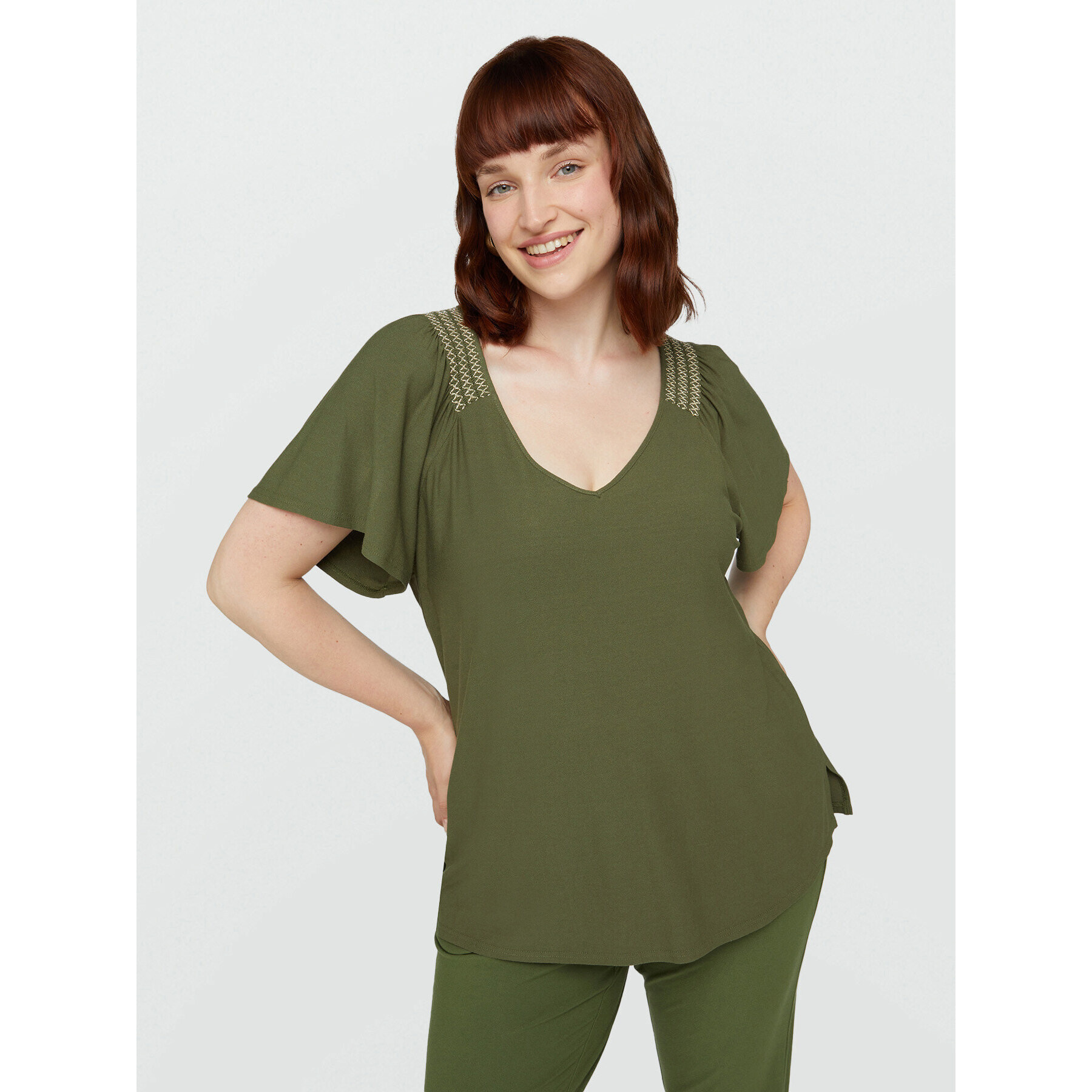 Fiorella Rubino - Camiseta en tejido de punto crepé - Verde