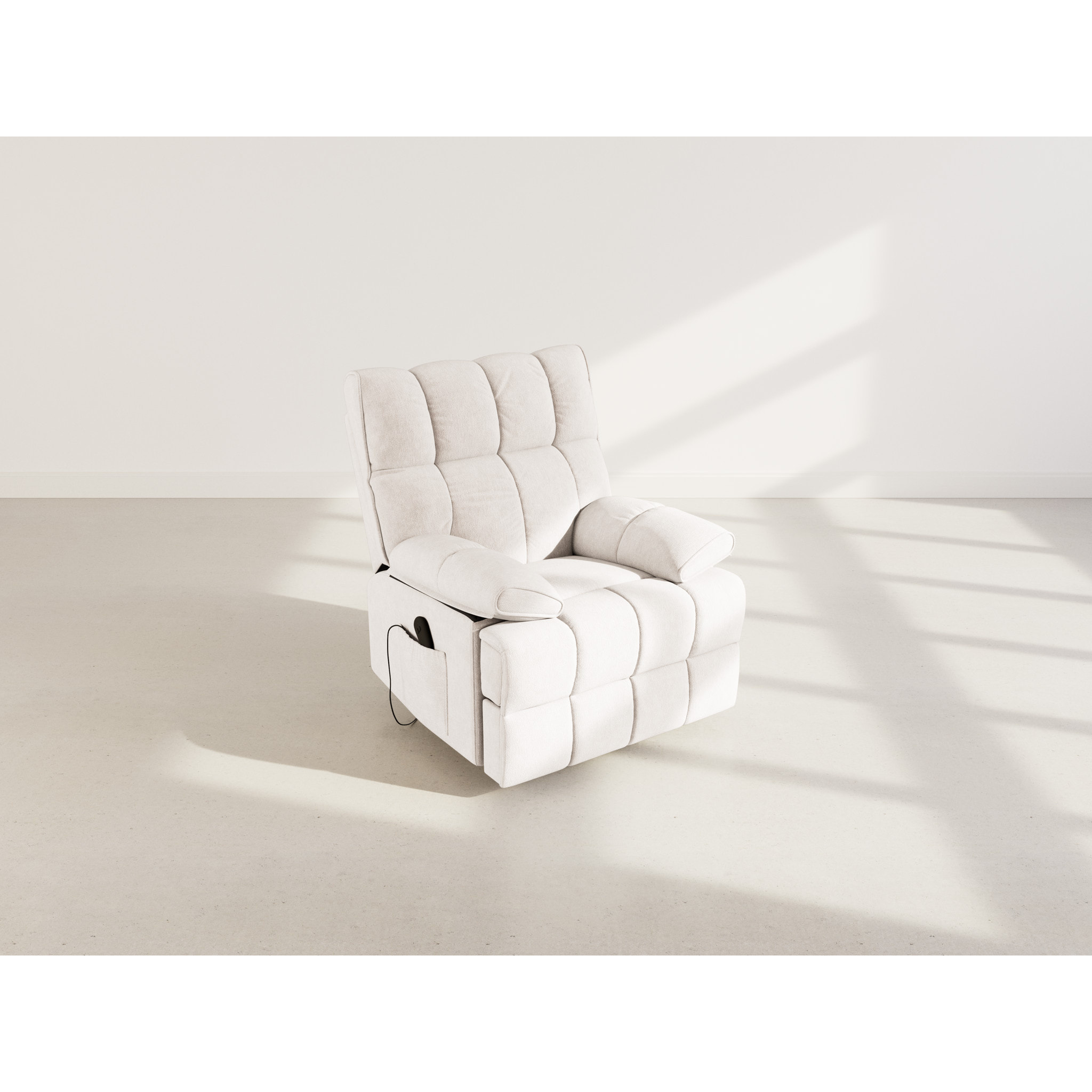 Chandler - Fauteuil relax électrique en velours texturé - Beige