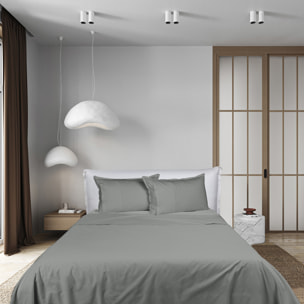 UNO CASA DESIGN Completo Lenzuola in Puro Cotone Garment Washed_No-Stiro_matrimoniale_grigio-scuro