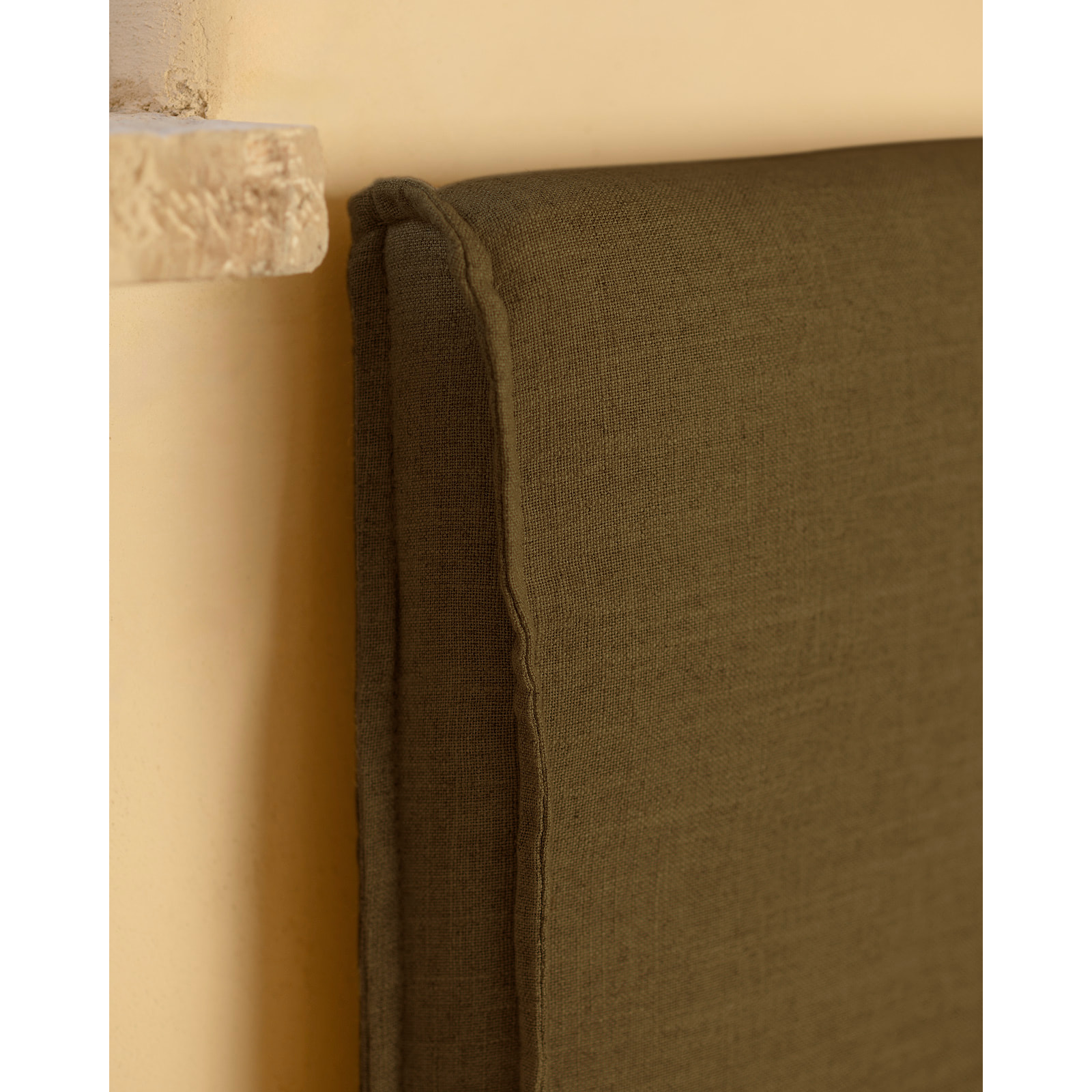 Cama con canapé desenfundable de lino verde para colchón de varias medidas