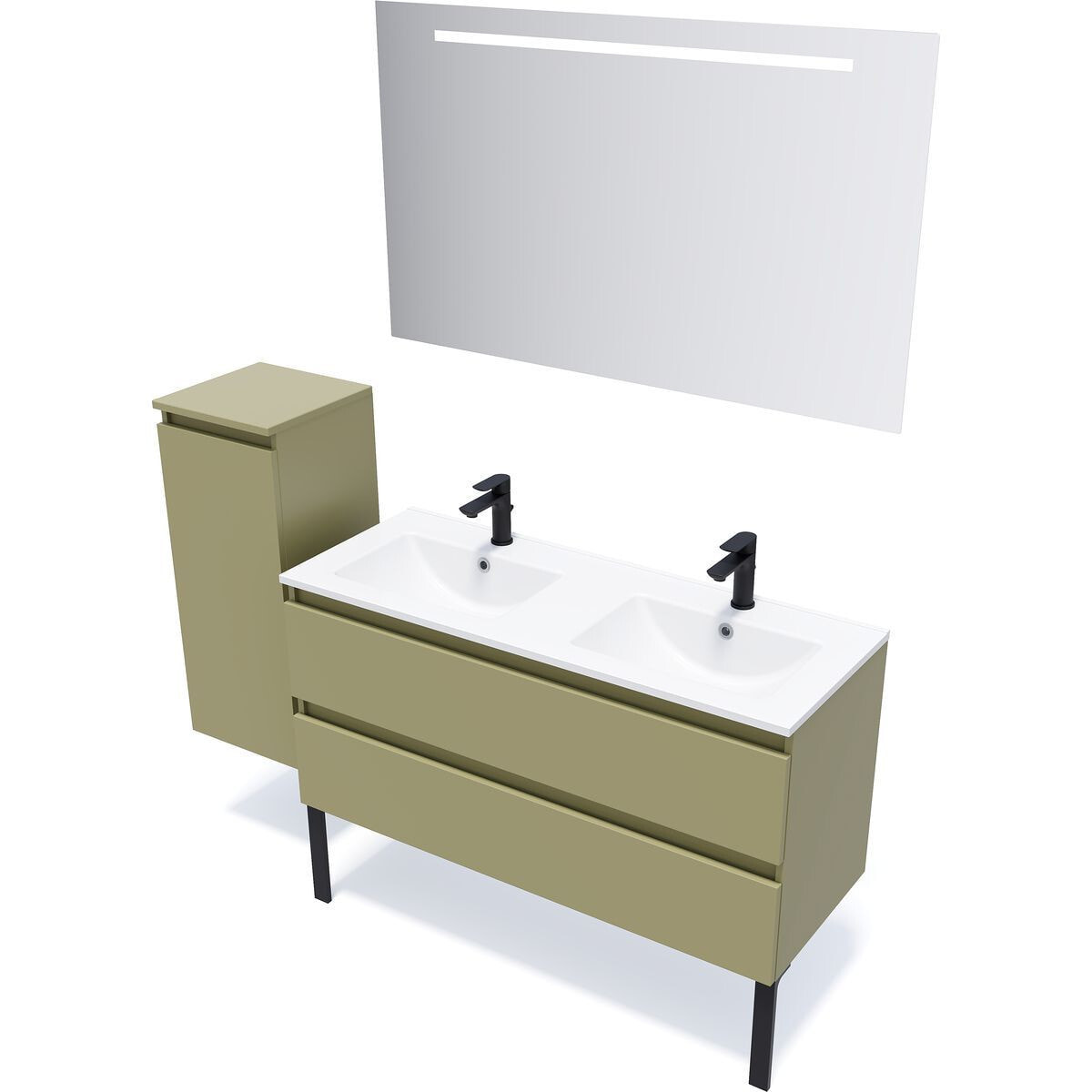 Ensemble double vasque 2 tiroirs + miroir - HUDSON
