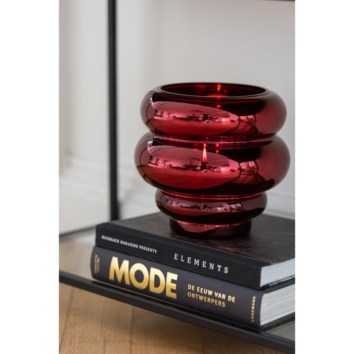 J-Line bougeoir/vase Cléa - verre -  rouge foncé - Ø 20 cm