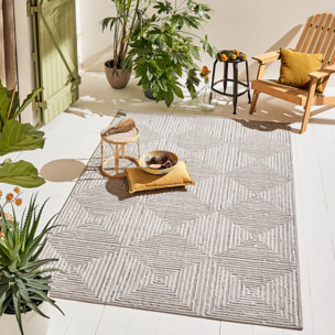 Tapis Loopin 323 gris - Motif en relief - Indoor & Outdoor