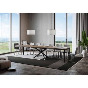 Table extensible 90x120/380 cm Famas Evolution Noyer cadre Anthracite