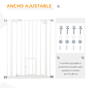 Barrera de Seguridad Perros Escaleras Puertas 74-80 cm con Puerta Altura 91,4 cm