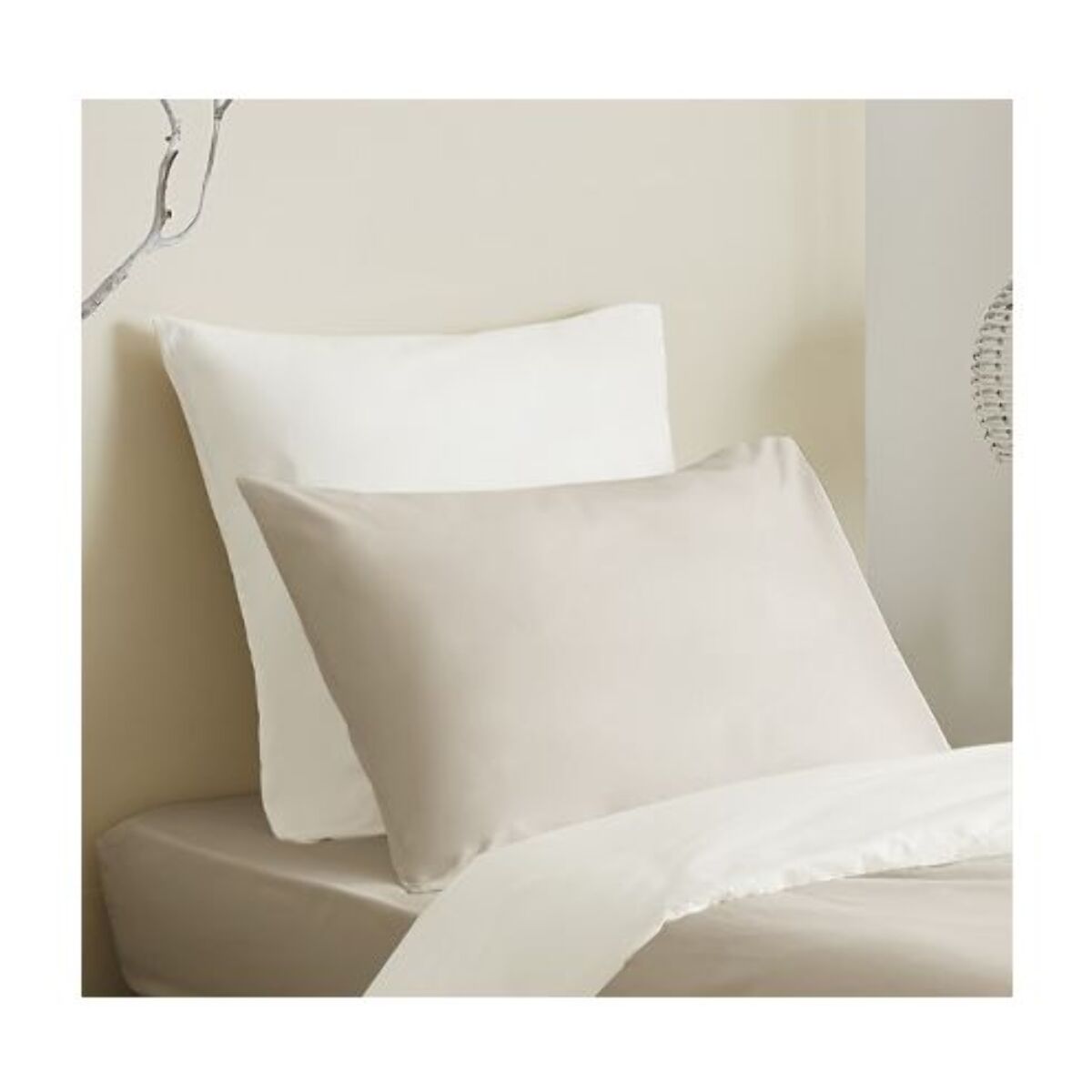 Pack complet 4 pièces Lin/Blanc réversible housse de couette