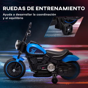 Moto Eléctrica para Niños de 18-36 Meses, Moto Eléctrica Infantil con Batería 6V, Faro y Ruedas Auxiliares Desmontables, Carga 25 kg, Azul