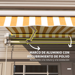 Toldo Manual Retráctil 350x250 cm, Toldo Exterior Terraza con Ángulo Ajustable, Brazo Articulado, Montaje a Pared, Estructura de Aluminio, Anti-UV e Impermeable, para Jardín, Naranja