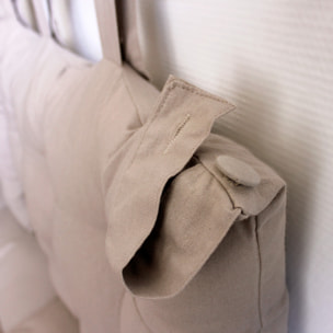 Coussin tête de lit en coton et pattes boutonnées - Naturel