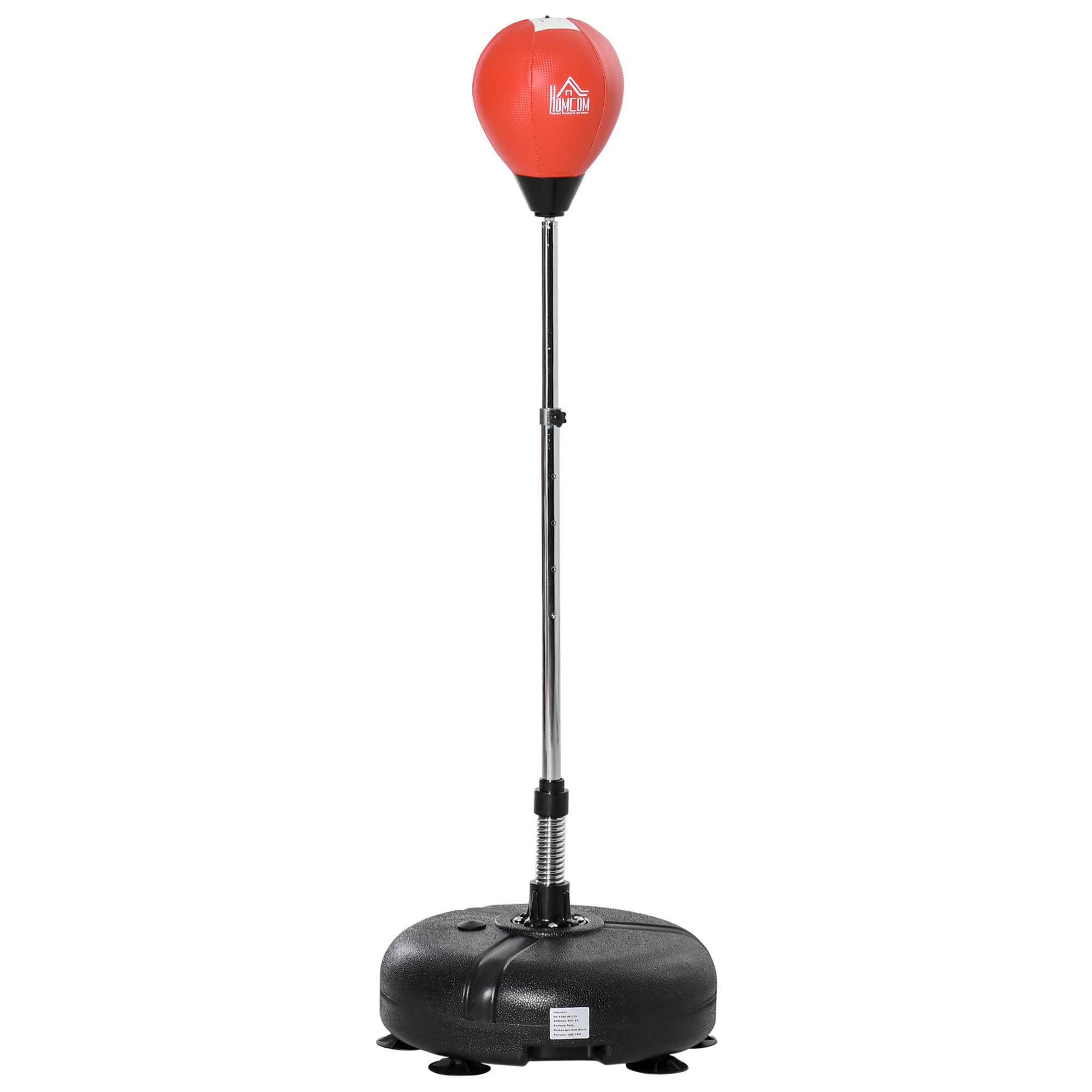 Saco de Boxeo de Pie Ajustable en Altura de 4 Niveles Punching Ball con Base Rellenable Guantes e Inflador para Adultos y Adolescentes Ø45x132-158 cm Negro y Rojo