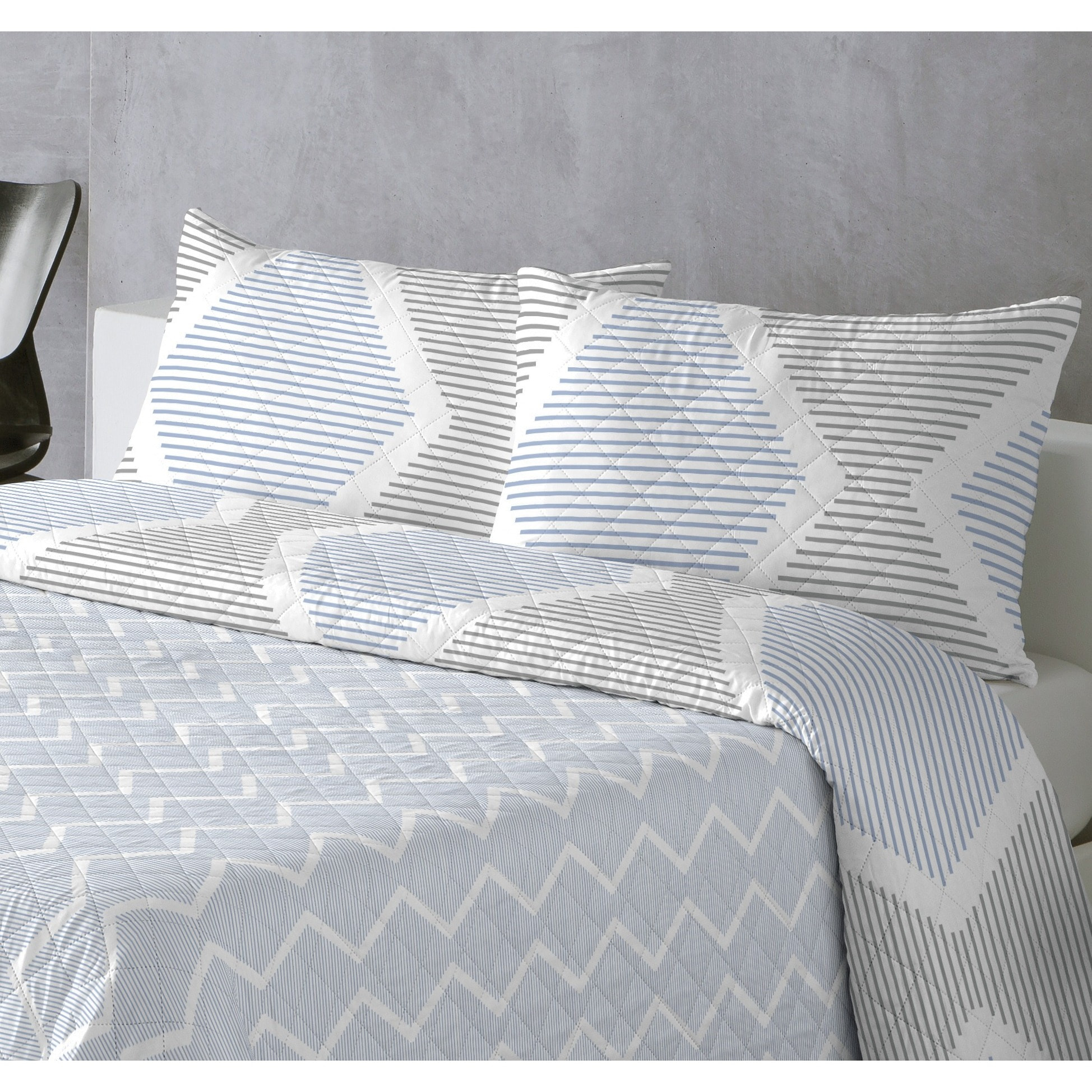 COLCHA ESTAMPADA REVERSIBLE AZURA AZUL