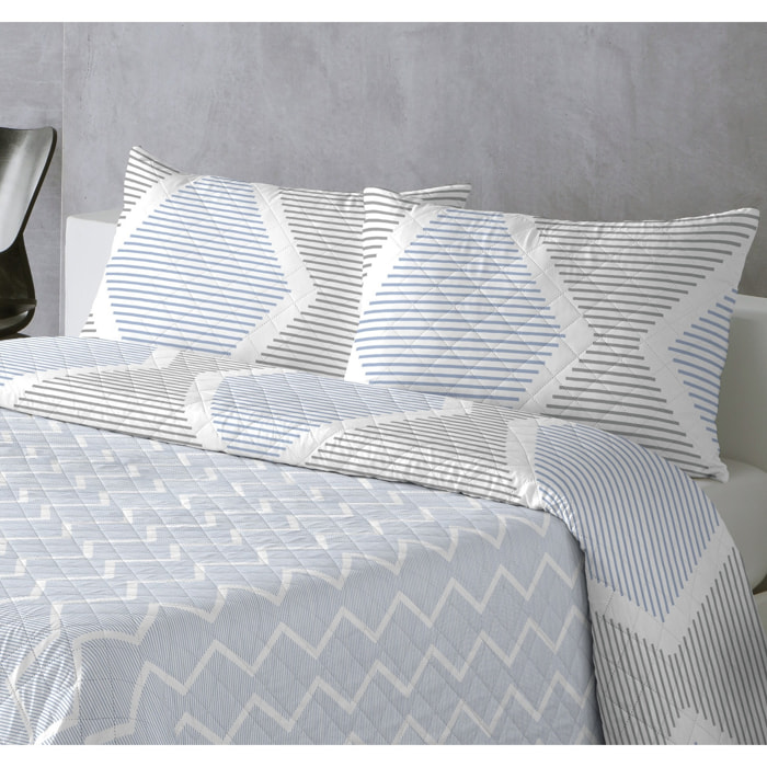 COLCHA ESTAMPADA REVERSIBLE AZURA AZUL