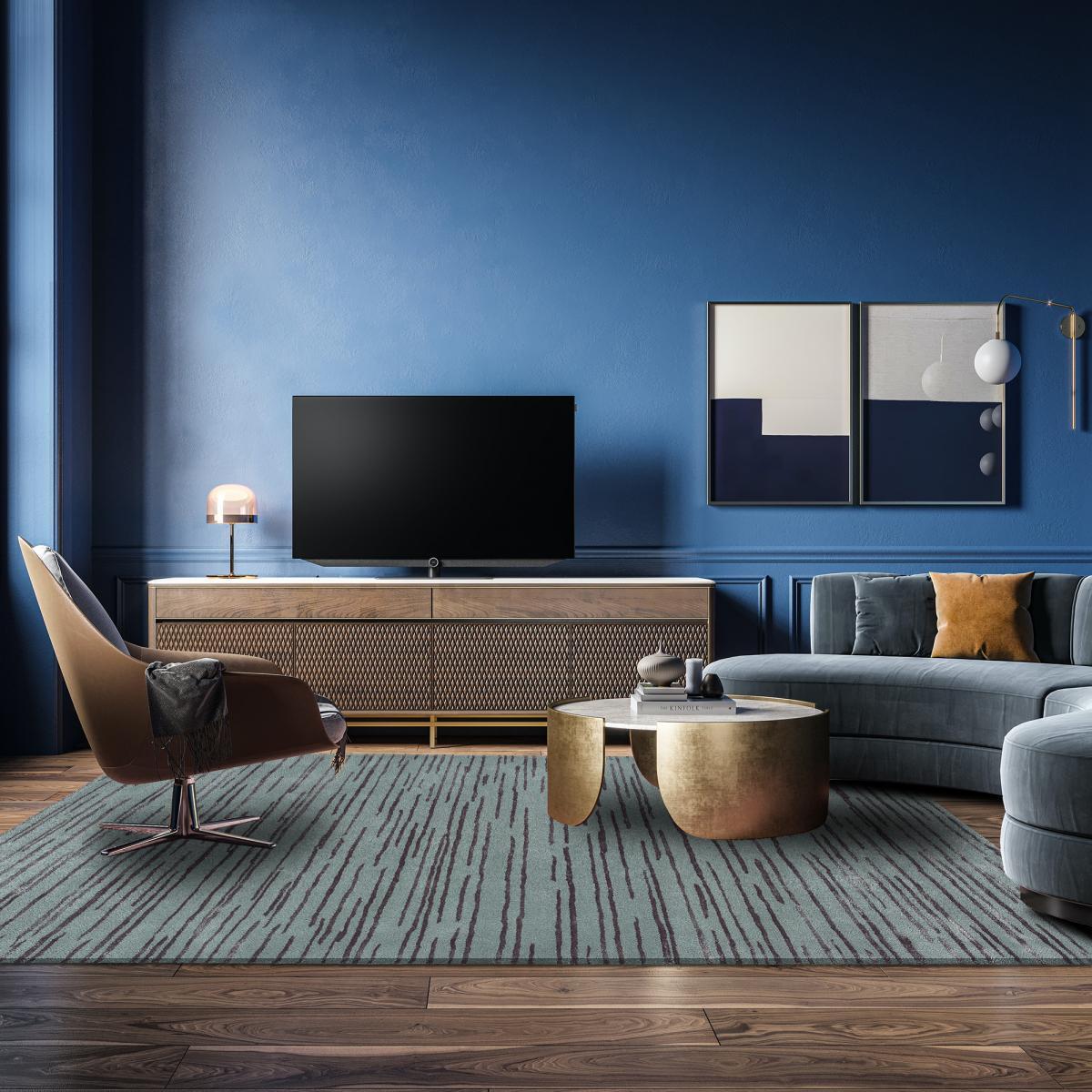 Tapis salon et chambre fait à la main en laine motif faux uni