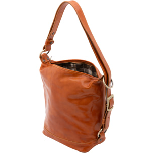 Borsa a secchiello  da donna In Vera pelle Made in Italy 34x33x15 cm
