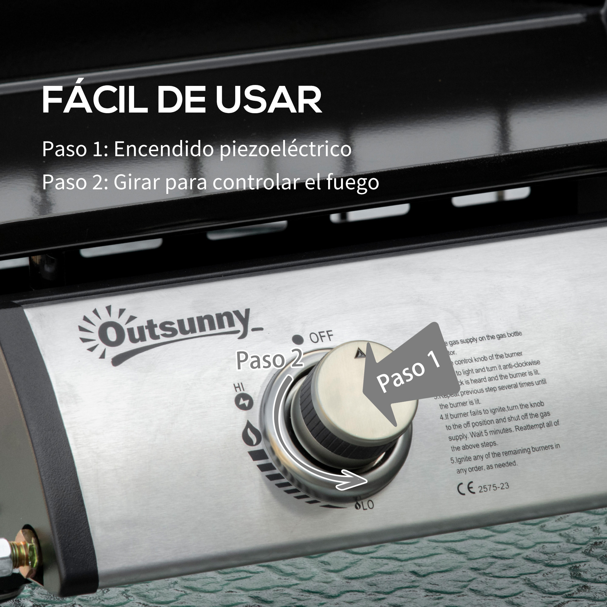 Plancha de Gas Sobremesa con 2 Quemadores de Acero Inoxidable 6kW Barbacoa Portátil con Plancha para Picnic Camping 48,5x48x21cm Negro Plata