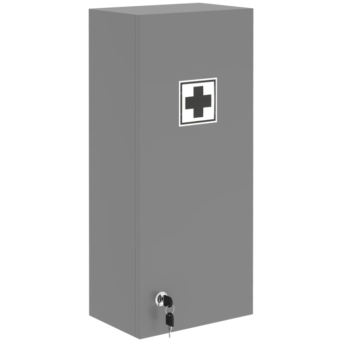 Armoire à pharmacie murale verrouillable - 5 niveaux - verre panneaux gris
