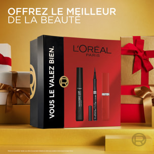 L'Oréal Paris Telescopic Lift Noir, Felt tip Eyeliner Noir, Infaillible Matte Resistance Rouge.
